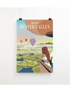 Hunter Valley Poster Balloon Sunrise A3